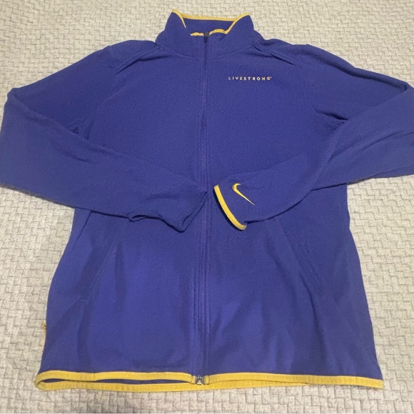 Y2K Livestrong Purple Yellow Fleece Jacket Size L - Picture 1 of 5